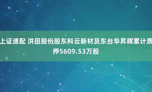 上证速配 洪田股份股东科云新材及东台华昇晖累计质押5609.53万股